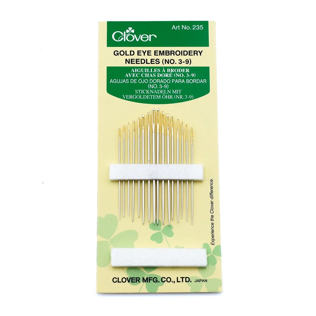 Clover Gold Eye Embroidery Needles | Sizes 3-9