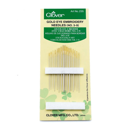 Clover Gold Eye Embroidery Needles | Sizes 3-9