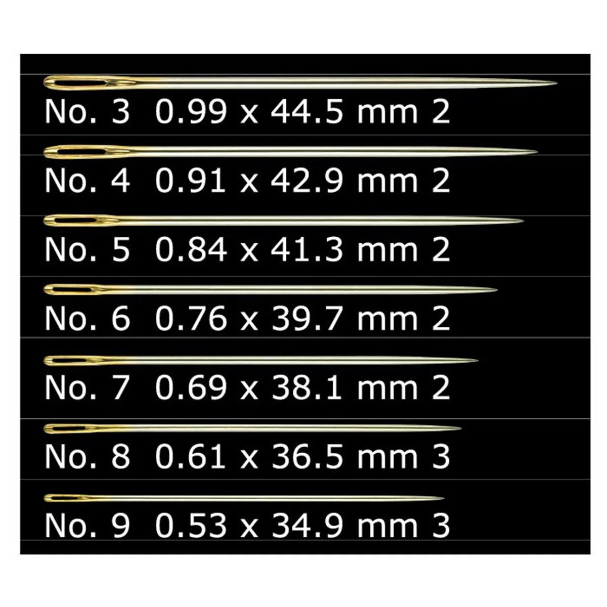 Clover Gold Eye Embroidery Needles | Sizes 3-9